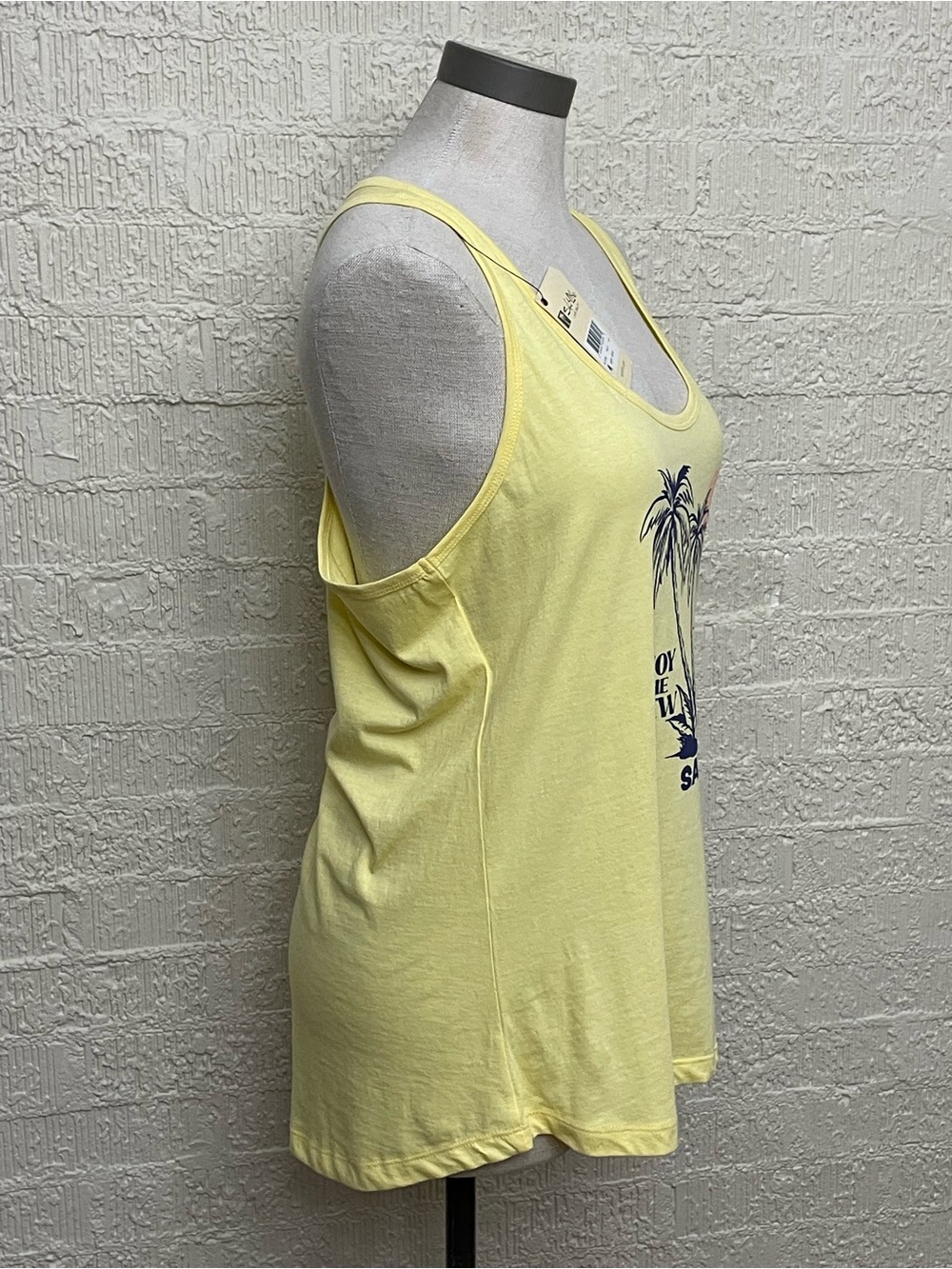 Salt Life Yellow Razorback Tank with Navy Palm Sunset Graphic “Enjoy the View” - Picture 4 of 8